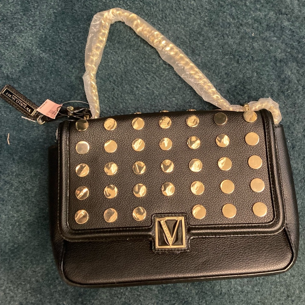 Victoria’s Secret Medium Shoulder Bag Black with Gold NWT Purse